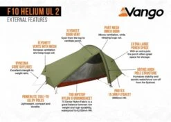 Vango F10 Helium UL 2 Ultralichte Trekking Tunneltent - 1/2 Persoons - Groen -Openlucht Kampeer Winkel 1900 1783 f10 helium ul 2 6