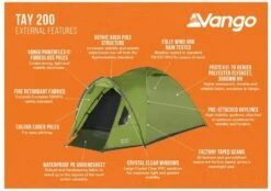 Vango Tay 200 Koepeltent - 2 Persoons - Groen -Openlucht Kampeer Winkel 1900 1783 tay 200 2