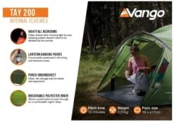 Vango Tay 200 Koepeltent - 2 Persoons - Groen -Openlucht Kampeer Winkel 1900 1783 tay 200 3
